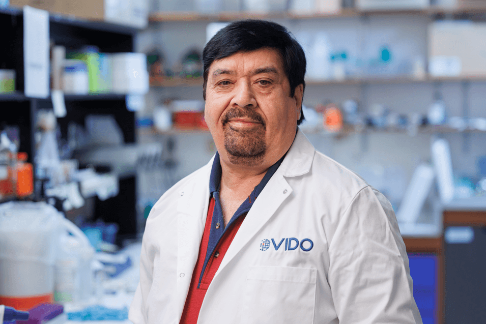 scientist in lab coat in lab